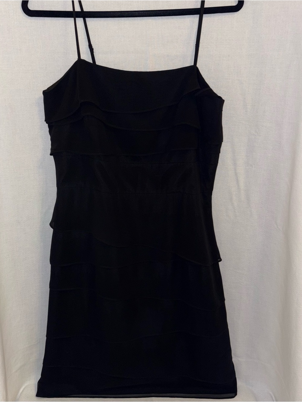 WHBM Women's Black Tiered Spaghetti Strap Dress